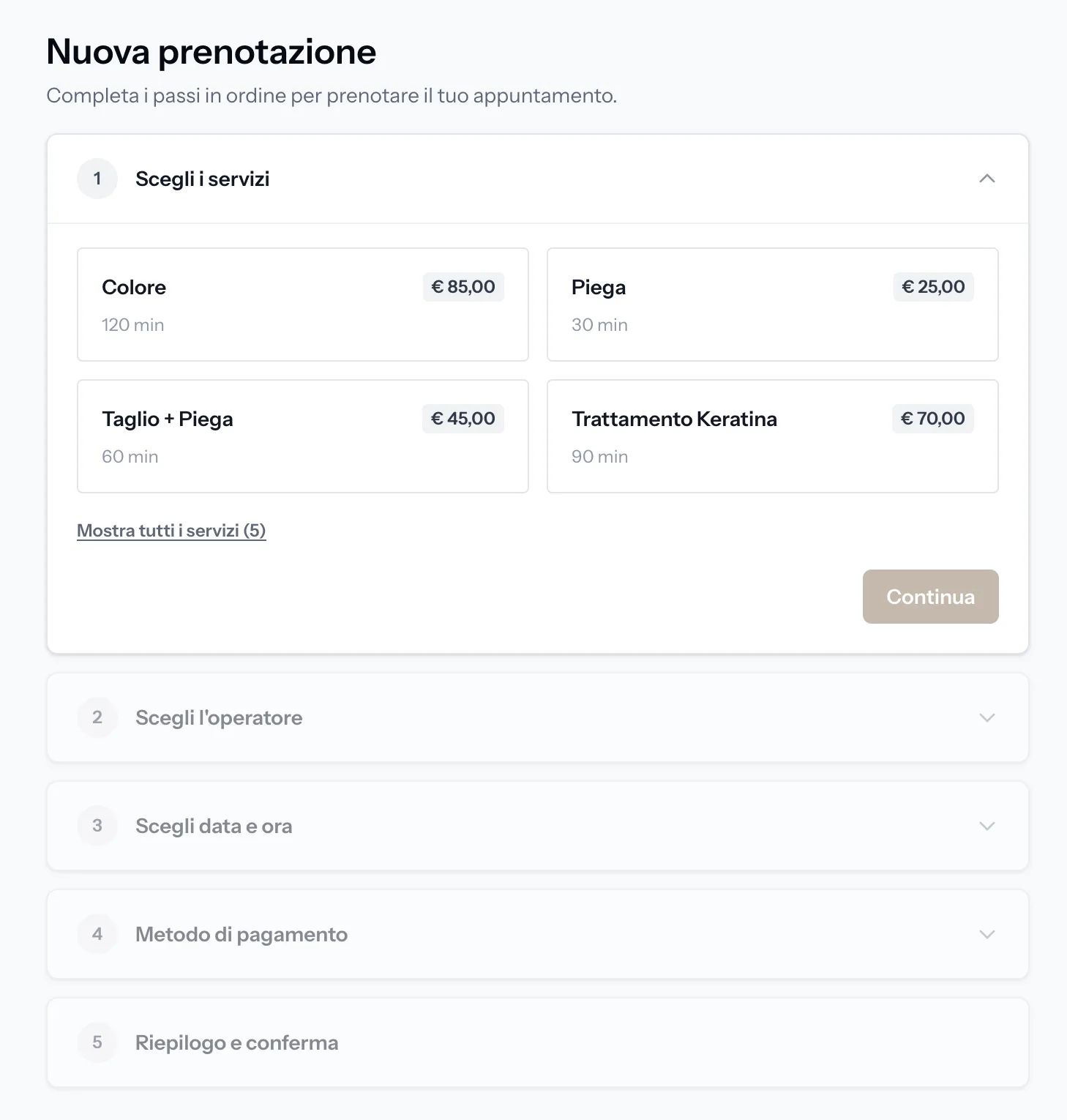 Pagina prenotazione online