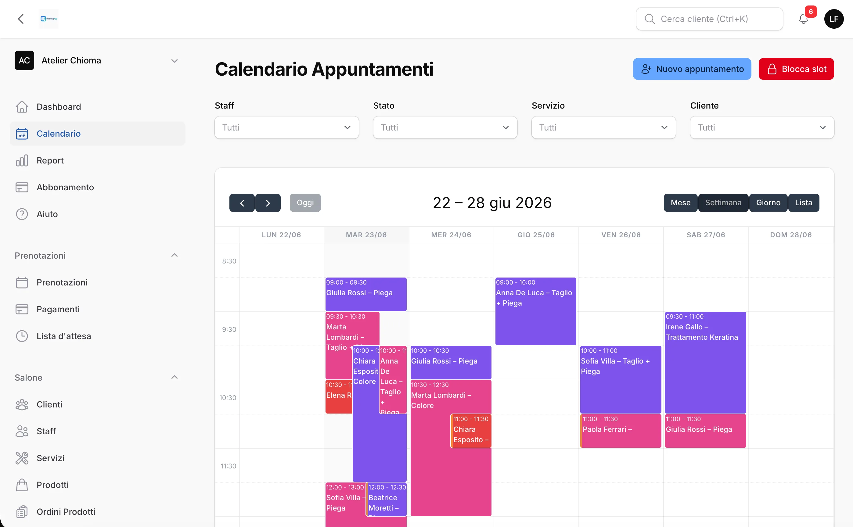 Vista calendario con drag-and-drop